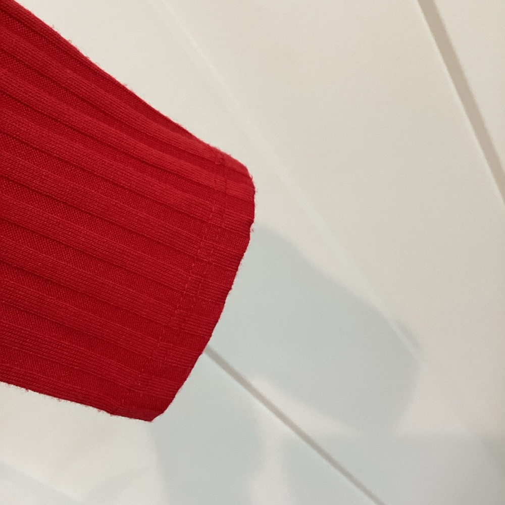Anthropologie Ribbed Long Sleeve Shirt Pilcro Scoop Neck Cropped New XS Red - Picture 6 of 11